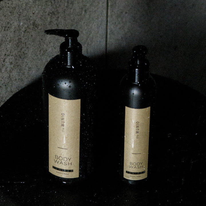 Juniper body wash in 200ml black bottle