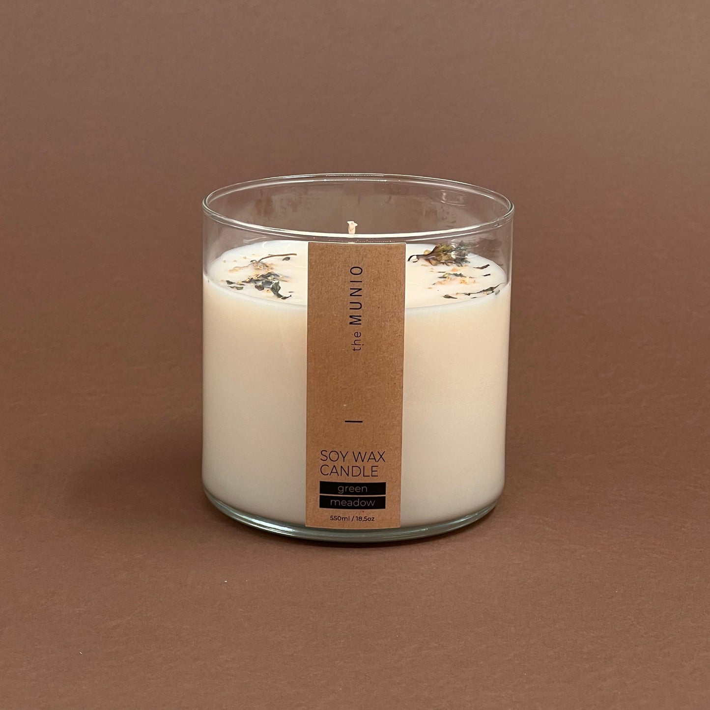 Green meadow candle in glass votive with 2 wicks