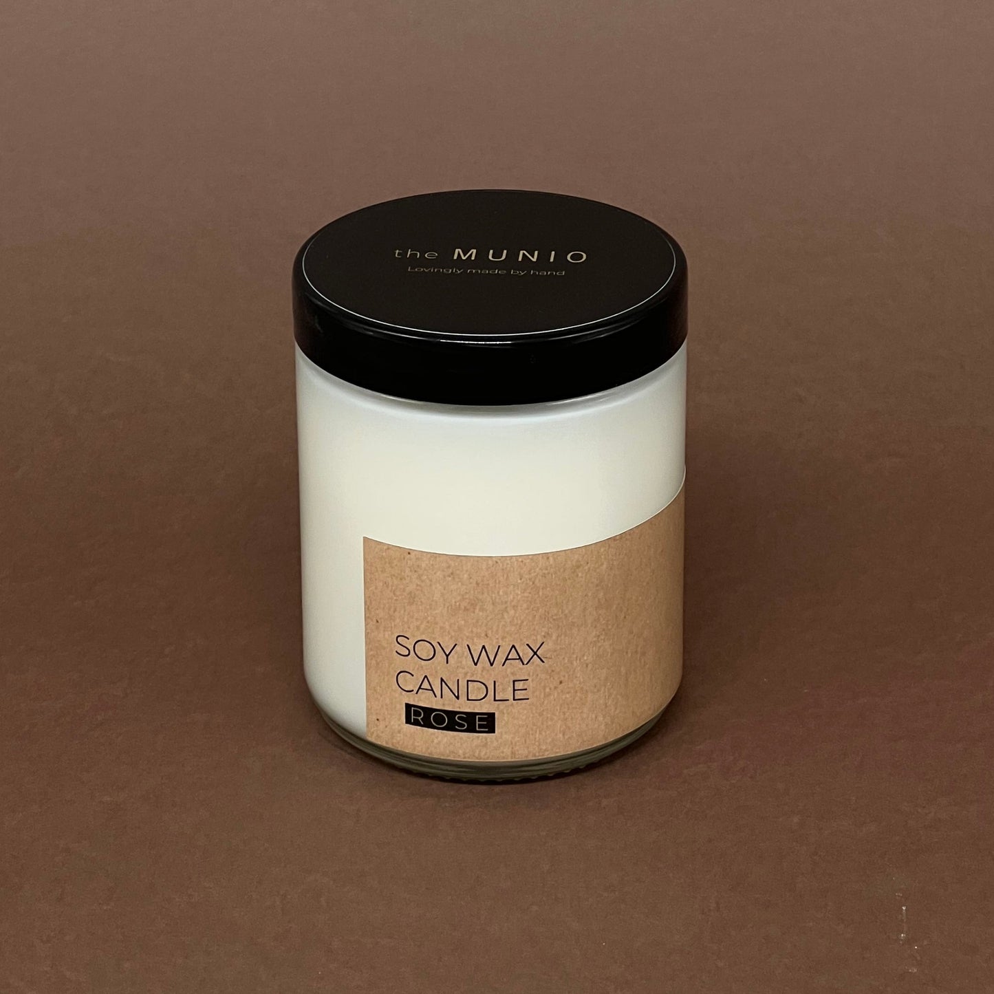 Rose candle in glass jar