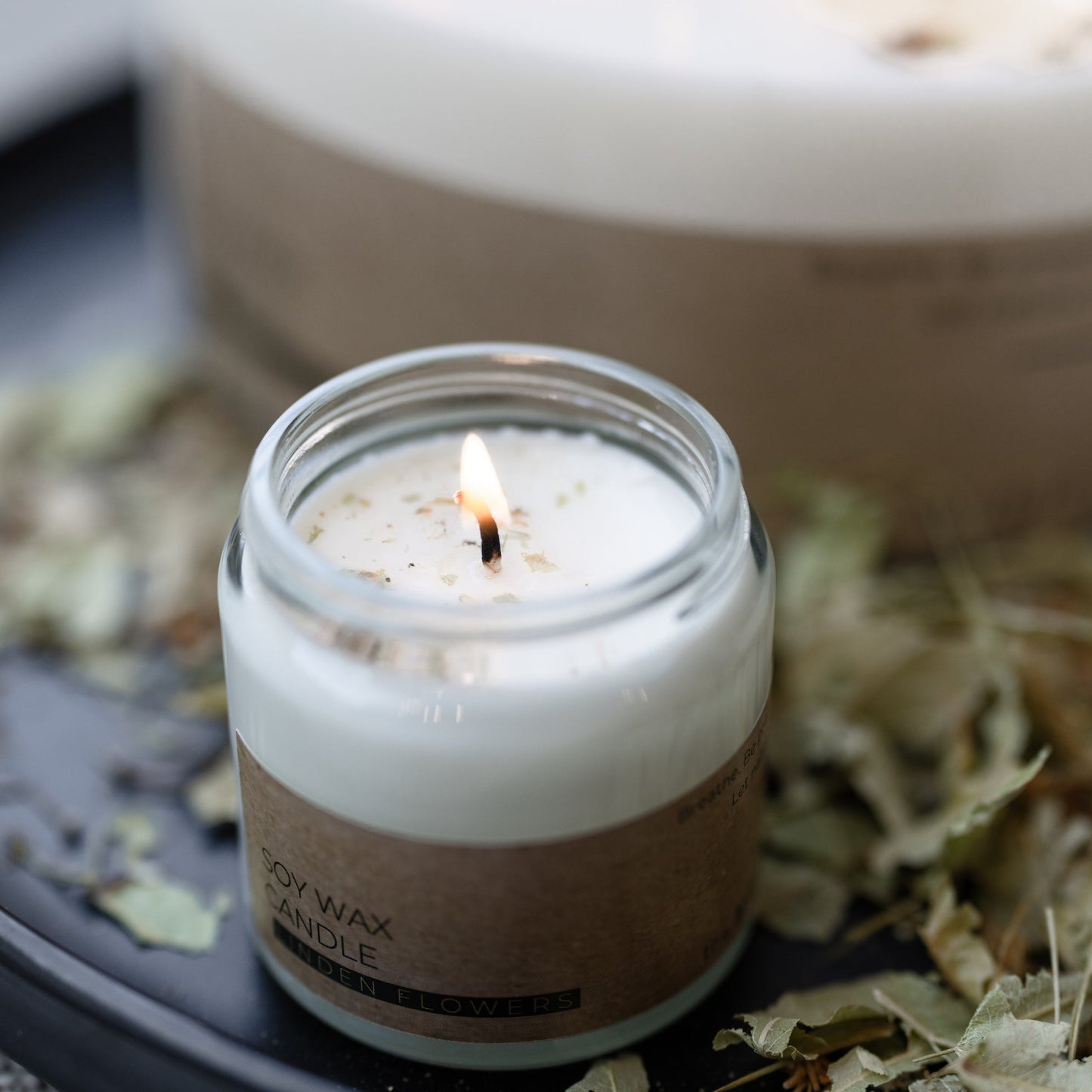 Linden flowers mini candle in glass votive