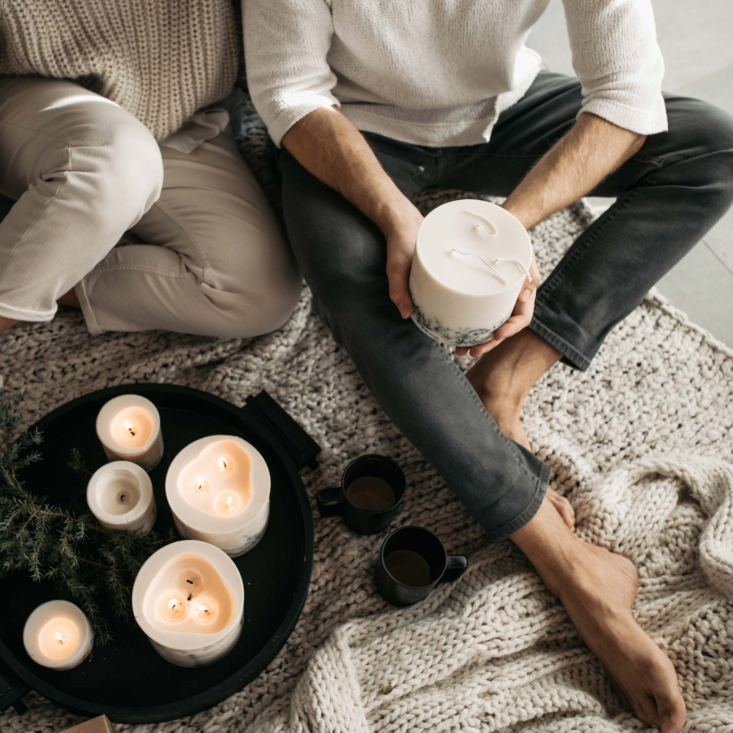 Heather large 3-wick pillar candle