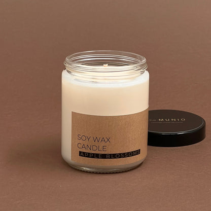 Apple blossoms candle in glass votive