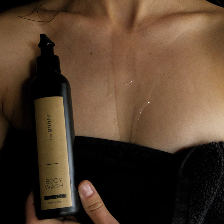 Lavender body wash in 200ml black bottle