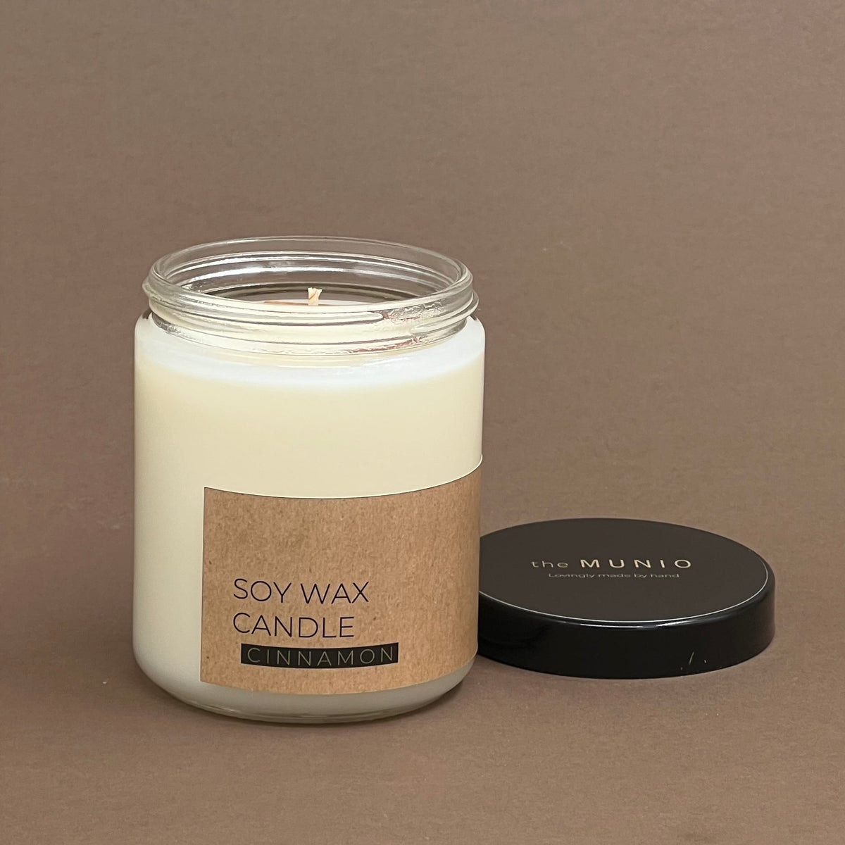 Cinnamon candle in glass jar