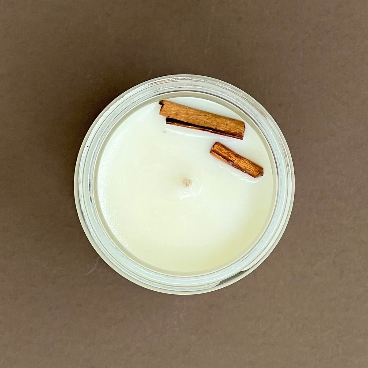 Cinnamon candle in glass jar
