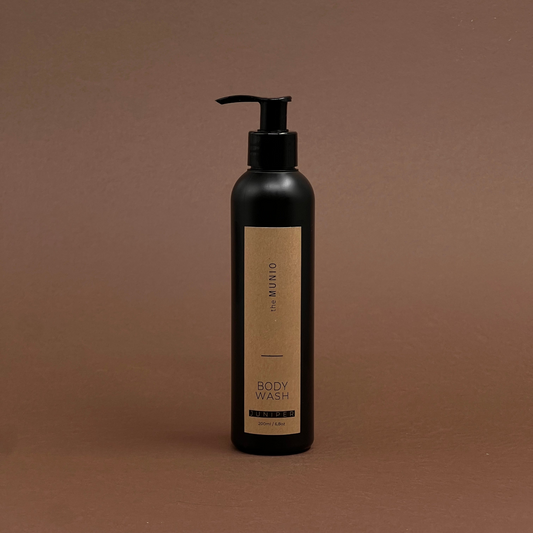 Juniper body wash in 200ml black bottle