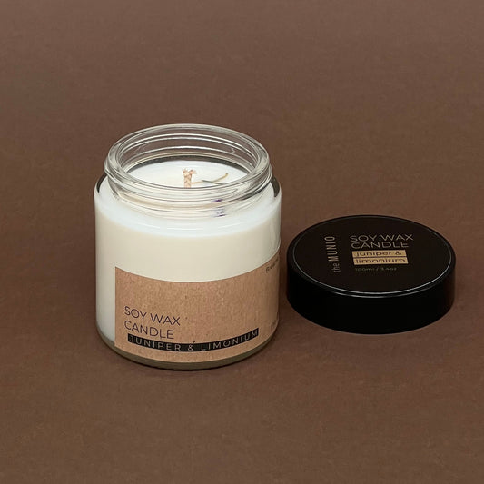 Juniper & limonium mini candle in glass jar