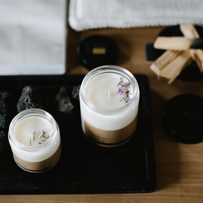 Juniper & limonium mini candle in glass jar