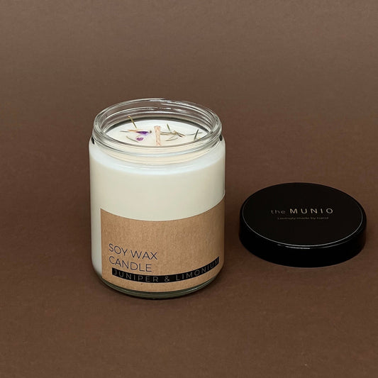 Juniper & limonium candle in glass jar