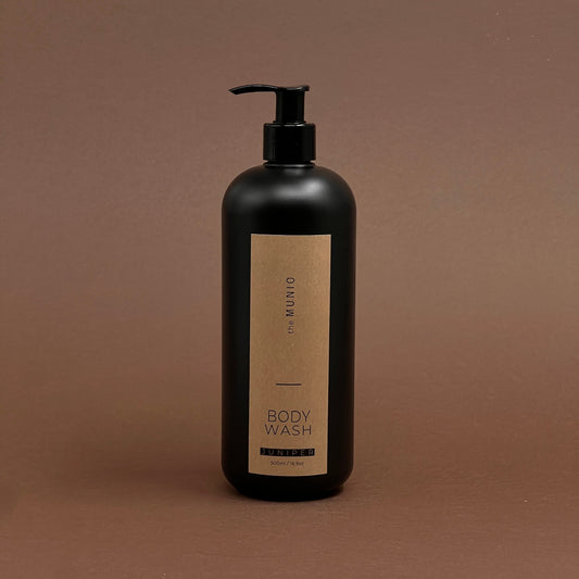 Juniper body wash in 500ml black bottle