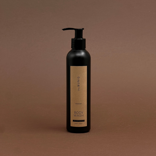 Lavender body wash in 200ml black bottle