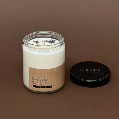 Lavender candle in glass jar