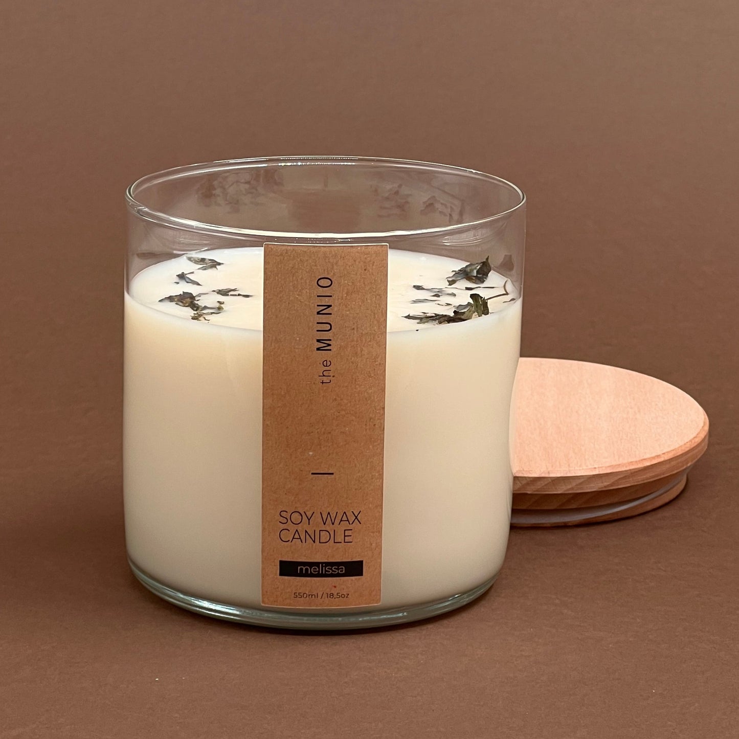 Melissa candle in glass votive with 2 wicks