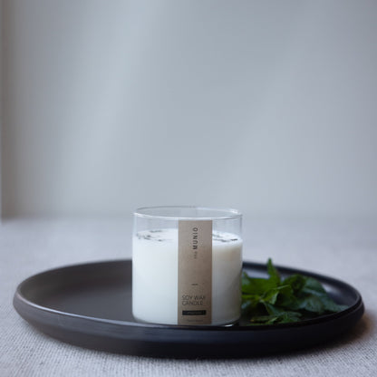 Melissa candle in glass votive with 2 wicks