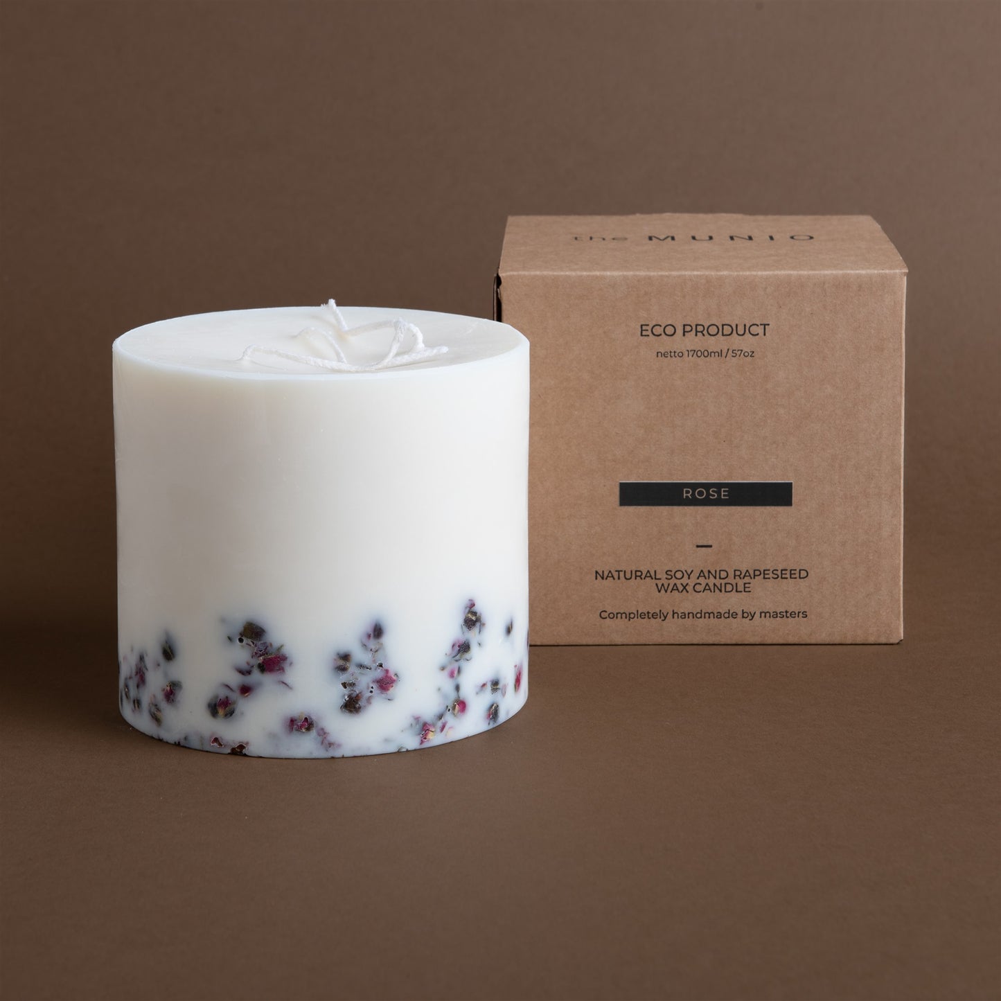 Rose large 3-wick pillar candle