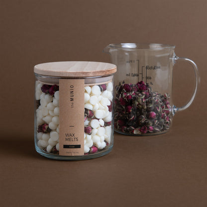 Rose wax melts in glass votive
