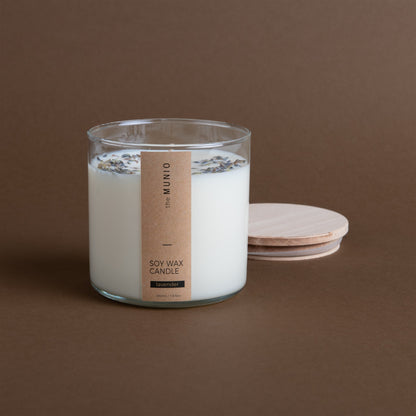 Lavender candle in glass votive