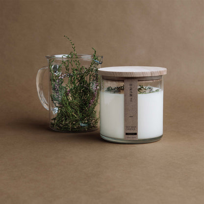 Heather candle in glass votive