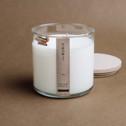 Cinnamon candle in a glass votive