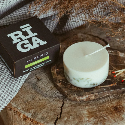 Riga Original® × the MUNIO Moss mini pillar candle