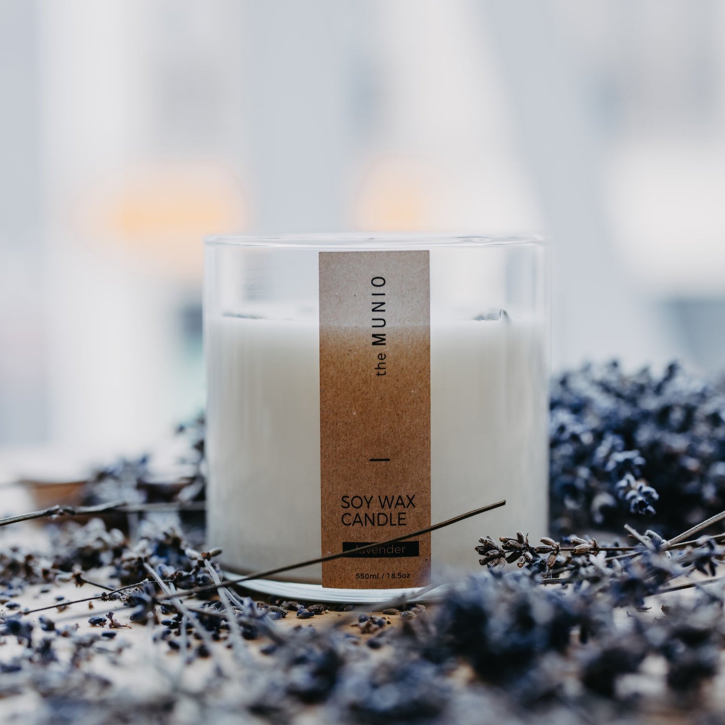 Lavender candle in glass votive