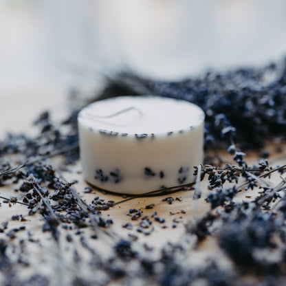 Lavender mini pillar candle