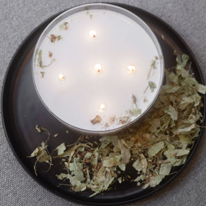 Linden flowers candle in a glass votive with 5 cotton wicks