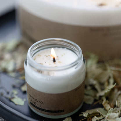 Linden flowers mini candle in glass jar