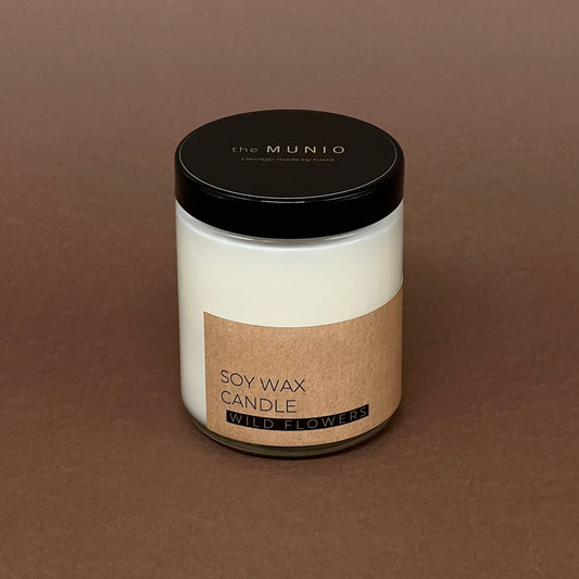 Wild flowers candle in glass jar