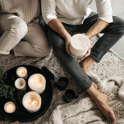 Heather large 3-wick pillar candle